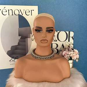 Tête de mannequin femme en PVC, buste d'épaule, avec support pour perruque, boucles d'oreilles, lunettes de soleil, modèle africain noir, pour présentation de bijoux (piercings de nez, etc.) - Product Image 6