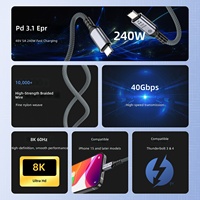 Cable USB4 en Forma de Codo de Aleación de Aluminio, Carga Rápida PD de 240 W, Transferencia de Datos de 40 Gbps, Video de Alta Definición de 8K, Compatible con Thunderbolt 4