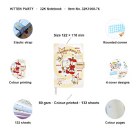 Carnet à couverture rigide 32K avec fermeture magnétique, motif Kitten Party, 132 pages colorées, agenda pour enfants et filles, cadeau scolaire, papeterie en gros
