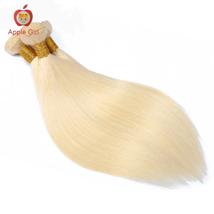 Apple Meisje Braziliaanse Steil Haar Weave Bundels 100% Remy Human Hair Inslag 3 Blonde Full 613 Kleur Hair Extensions