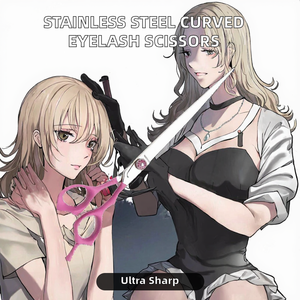 Professional Stainless Steel Eyebrow <b>Scissors</b> Curved Tip Sharp Straight Blade Ceramic Handle Right-Handed Personal Care Makeup - Product Image 2