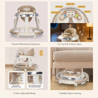 Trotteur Bébé Pliable 4-en-1 avec Roues et Siège, Multifonctionnel, Musique, Lumières, Hauteur Réglable, Poussoir d'Apprentissage pour Nourrissons - Direct Usine
