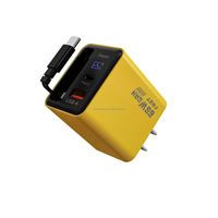 Chargeur rapide GaN 65W USB C USB A double port avec affichage numérique, adaptateur secteur pour iPhone, téléphone portable Android, adaptateur mural