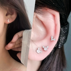 316L Edelstahl Zirkonia Piercing-Ohrringe Tragus Helix Daith Lobe Devil Flat Back Ohr-Nasen-Piercing Labret Körperschmuck - Product Image 3