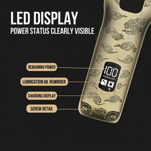 Tondeuse <span class=keywords><strong>à</strong></span> cheveux professionnelle, corps métallique vintage, lame <span class=keywords><strong>à</strong></span> coins arrondis, écran LED, batterie au lithium, type C, sans danger pour <span class=keywords><strong>la</strong></span> peau, usage domestique pour barbier - Product Image 3