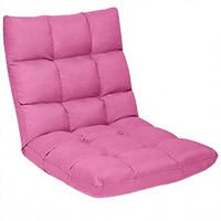 Chaise de sol pliante, une place, réglable sur 14 niveaux, convertible, confortable, pour la méditation, rembourrée en velours et coton (rose lin)
