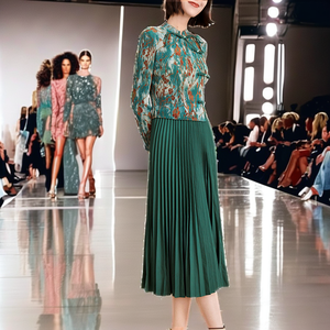 2024 dernière robe plissée pour femmes élégant Style coréen décontracté tissé écologique antistatique pour l'été conception imprimée naturelle - Product Image 2