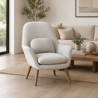 Fauteuil de salon moderne et minimaliste de luxe, rembourré en velours, ergonomique, avec pieds en bois massif et accoudoirs incurvés