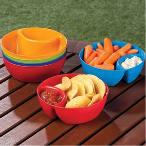 Juego de Tazones de Plástico Apilables de 6 Colores con Compartimentos Divididos para Cereal, Ensalada, Fruta, Aperitivos, Papas Fritas y Salsas - Product Image 3