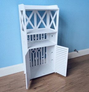Bathroom 90cm 3 Layers PVC Corner Cabinet with Door <strong>Thin</strong> Toilet Storage <strong>Shelf</strong> for Paper Holder Freestanding Floor Storage Rack - Product Image 4