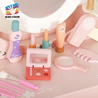 Offre Spéciale enfants maquillage semblant jouer coiffeuse en bois rose avec tabouret W08H188