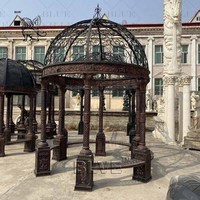 BLVE décor extérieur grand gazebo antique en métal rond gazebos de mariage en fonte pavillon avec pilier de statue de dame