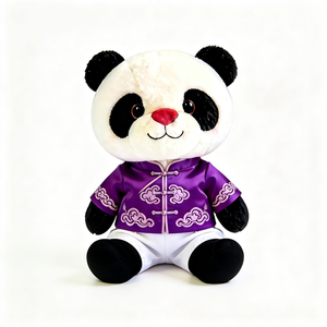 Peluche <span class=keywords><strong>Panda</strong></span> Style <span class=keywords><strong>Chinois</strong></span> Brodé Violet, Costume Tang, Doux et Rembourré, Souvenir Touristique Culturel - Product Image 2