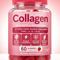 Compléments alimentaires en gommes de collagène hydrolysé pour adultes, marque privée OEM, pour la peau, les cheveux et les ongles, avec biotine et multivitamines, pour un éclaircissement naturel de la peau
