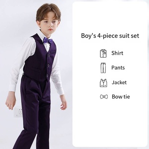 Completo formale da ragazzo elegante a 4 pezzi gilet su misura in bianco e nero con papillon abbigliamento da ragazzo per eventi di matrimoni - Product Image 6