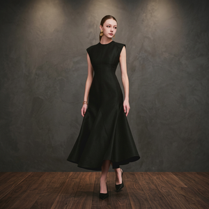 Women's High Neck A-Line Autumn Professional 100% Cotton Midi <b>Skirt</b> Sleeveless Solid Color <b>Office</b> Casual Wear - Product Image 3