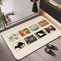Tapis de bain en caoutchouc HM à séchage rapide, absorbant l'eau, imprimé animal, antidérapant, doux, écologique, adapté aux animaux domestiques, tapis de salle de bain personnalisé OEM