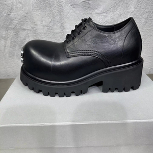 <span class=keywords><strong>Chaussures</strong></span> Derby Habillées pour Homme en Cuir de Vachette Pleine Fleur, Noires, à Semelle Épaisse, Style Tête Large, Tendance et Élégantes pour Tenues Formelles - Product Image 1