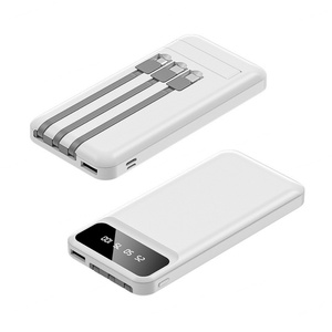 Cargador de Teléfono Móvil de Gran Capacidad, 10000mAh 5000mAh, Banco de Energía Portátil para Exteriores con Cable Integrado para Teléfono Celular - Product Image 1