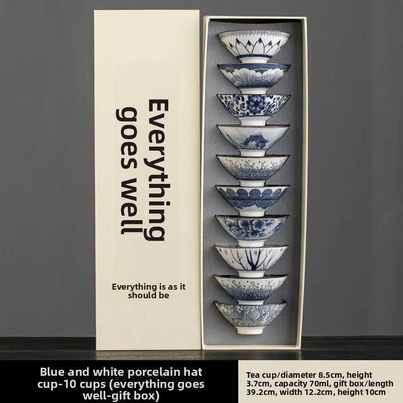 Tazza Bouli blu e floreale - Confezione da 10 - Scatola regalo "Everything Shun"