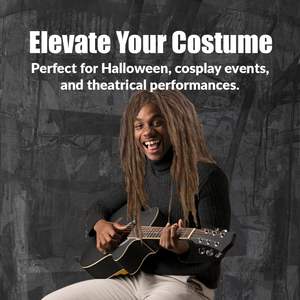 <span class=keywords><strong>Peluca</strong></span> negra con rastas para hombres y mujeres-<span class=keywords><strong>Peluca</strong></span> de giro largo para disfraces de Halloween - Product Image 4