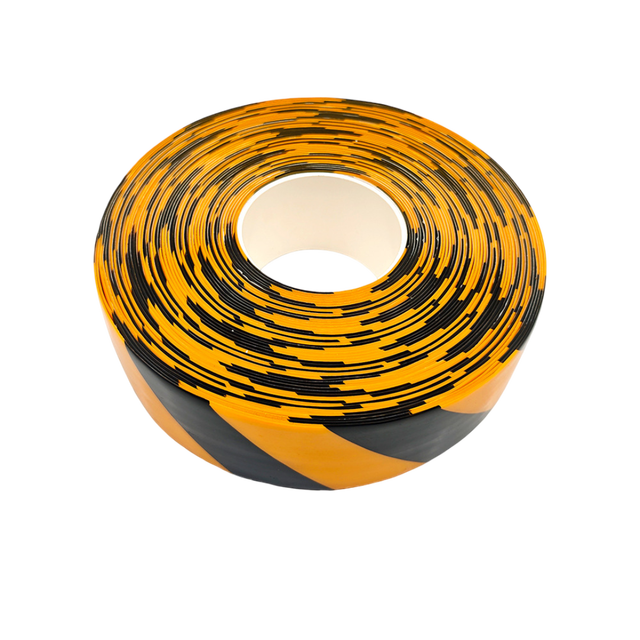 Industrial Scratch Resistant Waterproof Floor Marking Tape Yellow Black 100m 1.1mm Thick Acrylic Adhesive Heavy-Duty PVC for