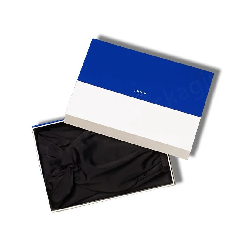 चीन कारख़ाना अनुकूलित मुद्रण परिधान परिधान कठोर पैकेजिंग बक्से चमकदार सतह स्विमवीयर कपड़े सहायक उपहार बॉक्स