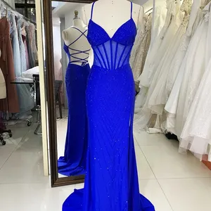 New Hot Fix Stone Boning Prom Dresses Evening Dress 2024 For Woman