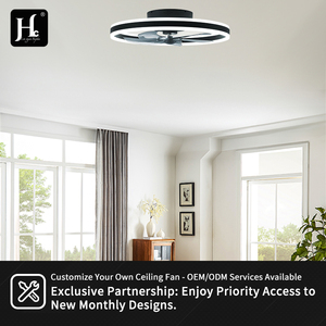 Ventilador de techo silencioso de 19.7 pulgadas, 6 velocidades, inteligente, moderno, comercial, de 220V, de perfil bajo, elegante, para el hogar, con luz LED. - Product Image 5