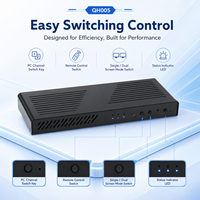 Conmutador KVM 2 entradas/2 salidas, HDMI dual 4K*60Hz, USB 2.0, control remoto, modo de pantalla única/doble, caja de aluminio para 2 PC y 4 monitores