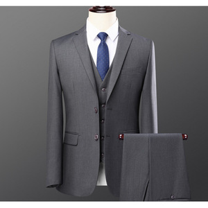 Costume d'affaires homme personnalisable, ensemble deux pièces haut de gamme, coupe ajustée, anti-plis, couleur unie - Product Image 3