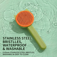 Brosse démêlante SHIYUAN en acier inoxydable pour chats et chiens, peigne à picots souples, outil de toilettage pour animaux, auto-nettoyant, pour une élimination facile des poils.