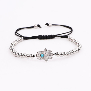 Pulsera de macramé de circón cúbico para mujer, abalorio de alta calidad de <span class=keywords><strong>Hamsa</strong></span> Hhand, cuentas de acero inoxidable - Product Image 4