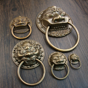 Chinese Style Lion Head Brass Door Knocker 5.8cm Diameter Cabinet Handle Ring Pull For Furniture Decoration - Product Image 3
