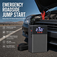Kit d'urgence routier : Démarreur de batterie avec pompe à air, gonfleur de pneus, batterie externe USB et lampe LED pour les propriétaires de voitures en voyage hivernal