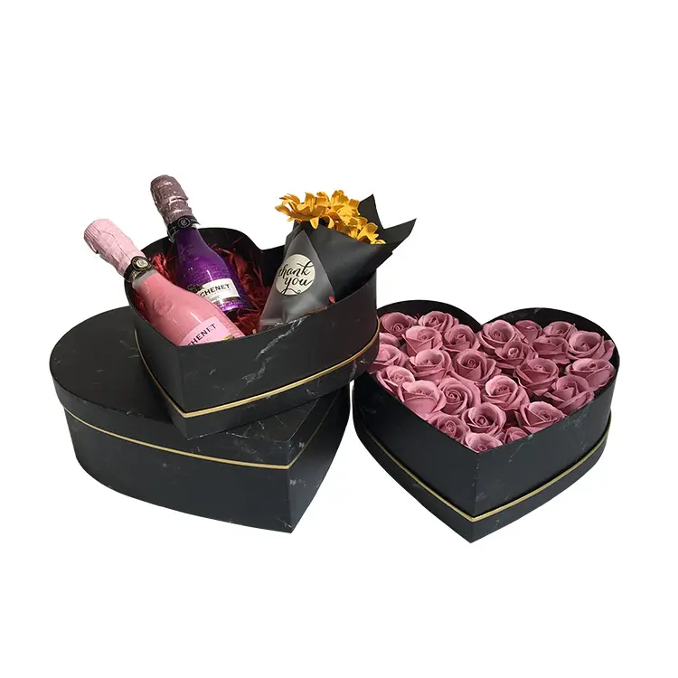 3Pcs/Set Heart Shaped Marble Pattern Jewelry Boxes Necklace Bracelet Rings Packaging Case Decorative Storage Organizers