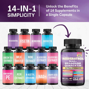OLLI OEM Label pribadi 14 in 1 suplemen Herbal kapsul Resveratrol dengan NAD + berine & <span class=keywords><strong>Quercetin</strong></span> - Product Image 4