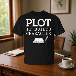 Plot IT crea un personaggio divertente con un gioco di parole, maglietta per autori e scrittori - Product Image 3