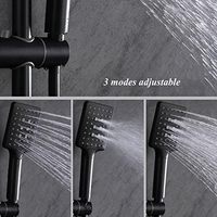 Ensemble de robinetterie de douche murale avec pommeau de douche carré haute pression 5 jets effet pluie, barre coulissante 3 voies et douchette à main