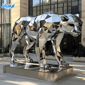 Outdoor Moderne Geometrische Dieren Binnenplaats Metalen Spiegel Luipaard Beeld Roestvrij Staal Sculptuur - Product Image 2