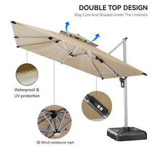 Sombrilla de Patio Plegable Impermeable de 4x3 Metros con Color Personalizado HANYI, <span class=keywords><strong>Base</strong></span> Giratoria con Inclinación, Parasol de Aluminio para Jardín, para Uso en Hoteles - Product Image 3