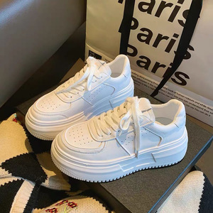 Scarpe Sportive Casual da Donna Bianche con Suola Spessa Traspiranti con Lacci 2026 Nuove Scarpe Basse per Bambini con Rialzo per Tutte le Stagioni - Product Image 1