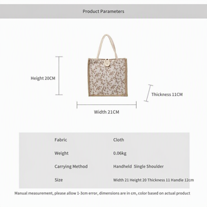 Sherwin Spring French-style Floral Canvas Tote <b>Bag</b> Hemp Lining <b>Small</b> Size Instagram-inspired Girly Design Fresh <b>Sweet</b> Work - Product Image 2