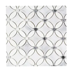 Качественная Белая Мраморная мозаичная Цветочная плитка для кухонных стен и полов