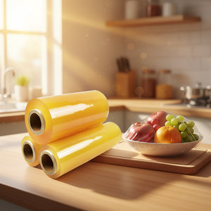 Film de PVC de Grado Alimenticio, Brillante, Resistente a la Humedad y Suave, Rollo <span class=keywords><strong>Jumbo</strong></span> Transparente de 300m para Empacar Frutas, Verduras, Pasteles y Galletas - Product Image 5