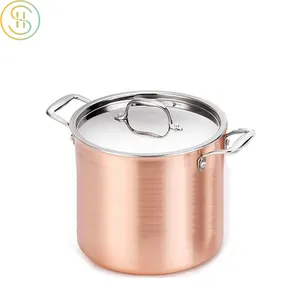 Triply copper soup pot for commercial home stainless steel large kitchen cooking