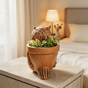 Vaso per Fiori a Forma di Gufo in Resina per Giardino e Balcone, Artigianato in Resina Dipinto a Mano - Product Image 5