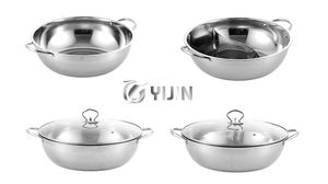 Marmite à induction shabu de style chinois, 2 compartiments en métal, casserole en acier inoxydable avec séparateur - Product Image 6