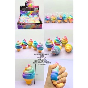 ของเล่นบีบคลายเครียดรูปไอศกรีมสีรุ้งสดใส เนื้อนุ่ม บีบแล้วคืนรูปช้าๆ เหมาะเป็นของขวัญสำหรับงานวันเกิดและในห้องเรียน - Product Image 3