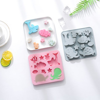 Moules à gâteau en silicone antiadhésifs à motif d'animaux marins, de qualité alimentaire, réutilisables, mignons, en silicone magnétique, pour chocolat, bonbons et glaces DIY